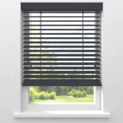 Kwantum Houten Jaloezieën|Jaloezieën*Fenstr Houten Jaloezie Hein 50mm Antraciet