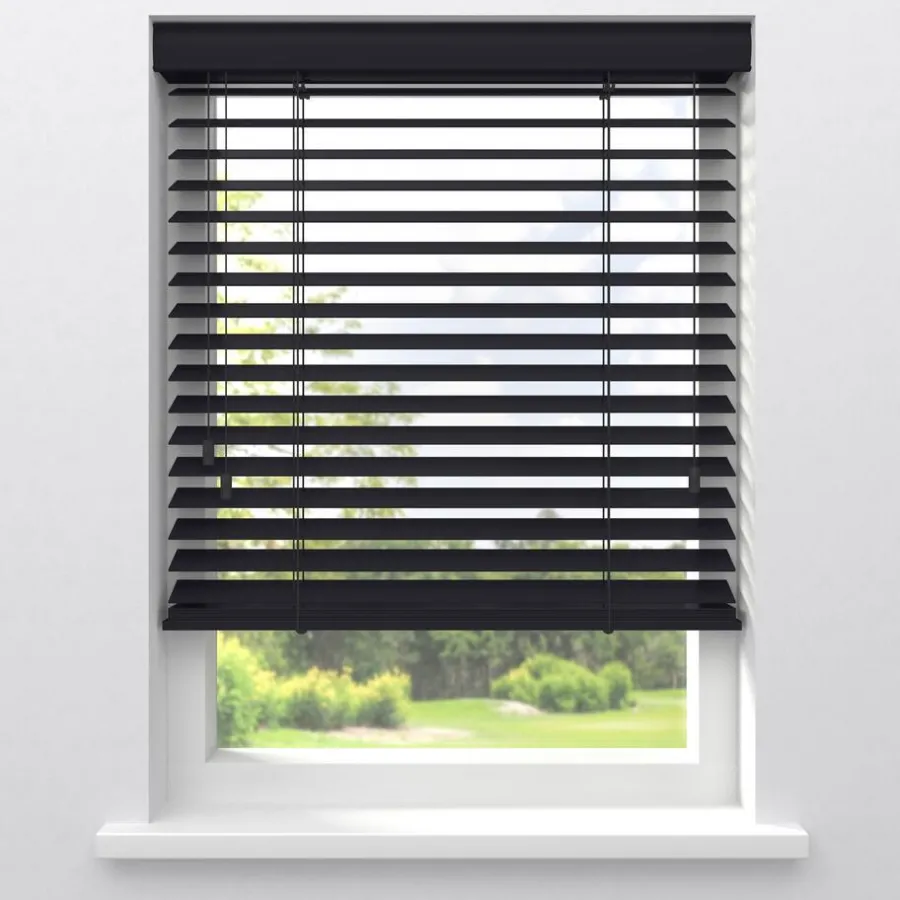 Kwantum Houten Jaloezieën|Jaloezieën*Fenstr Houten Jaloezie Theun 65mm Zwart