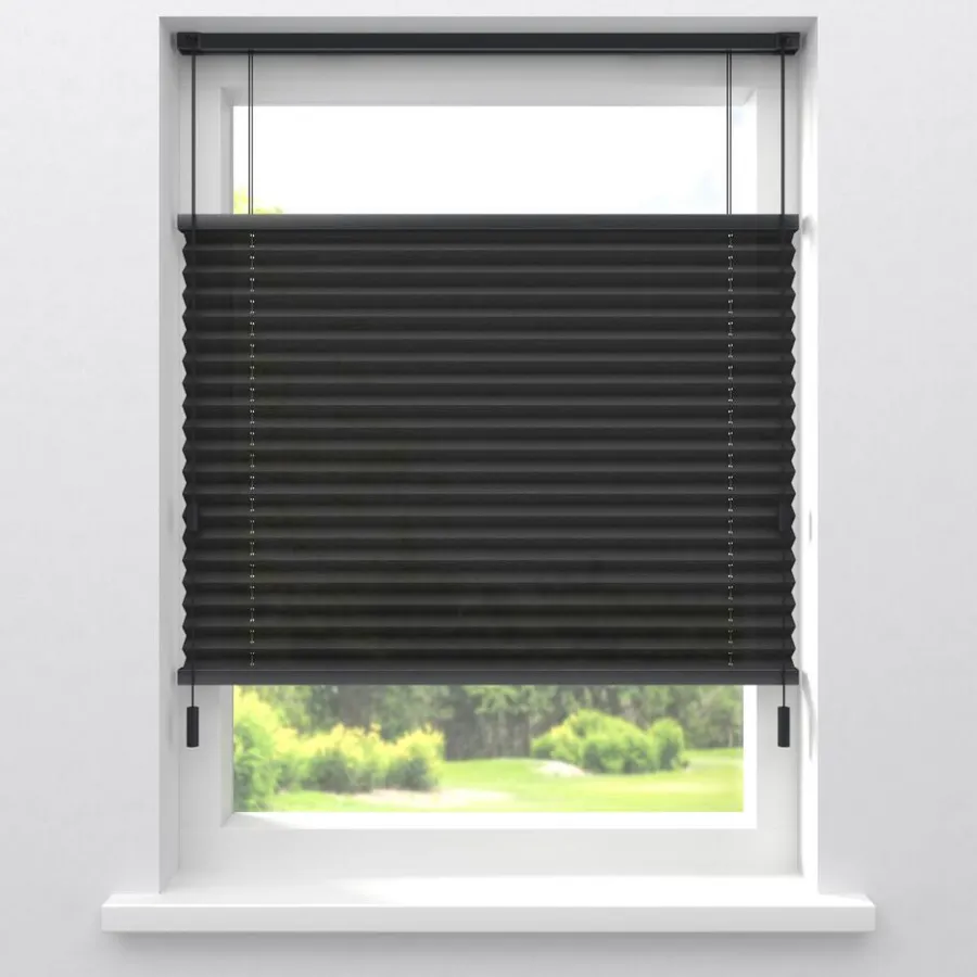 Kwantum Plisségordijnen*Fenstr Plissé Mara Zwart Lichtdoorlatend