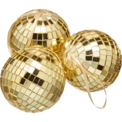 Kwantum Kerstdecoratie|Kerstballen & Kerstornamenten*Hanger Discobal - 3 Stuks Goud