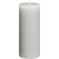 Kwantum Kaarsen & Theelichten|Kaarsen & Theelichten*Kaars Rustiek Ribbel Grijs 15 Cm 015CM