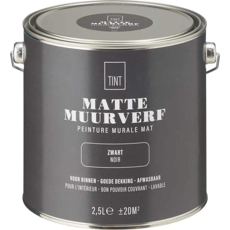 Kwantum Muurverf*Muurverf Mat Zwart 2.5 L 2.5L