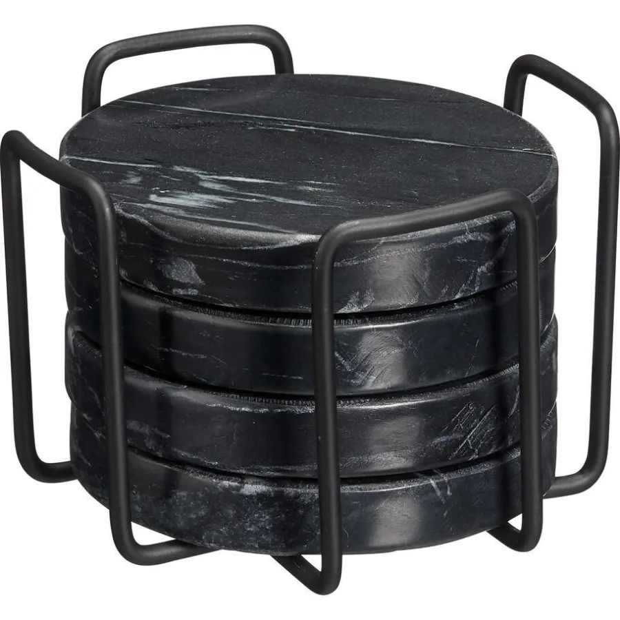 Kwantum Onderzetters|Onderzetters*Onderzetters Marmer 4 Stuks Zwart