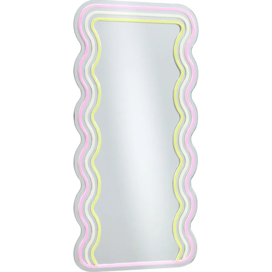 Kwantum Spiegels|Wandlampen*Spiegel Met Verlichting - Wave - Neon - - 70x35 Cm Multicolor