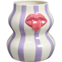 Kwantum Vazen & Potten*Vaas Lip Gestreept Lila